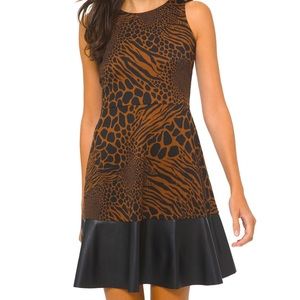 Michael Kors printed faux-leather trim dress